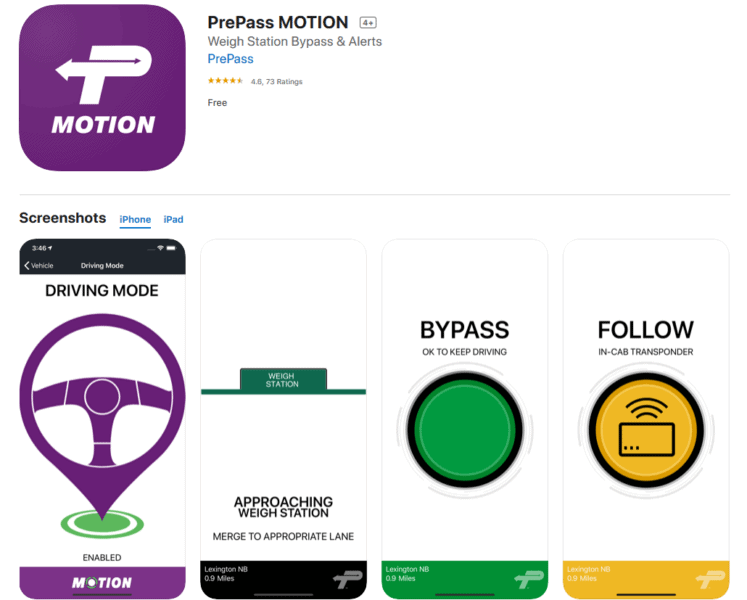 PrePass Motion App for the Professional Truck Driver